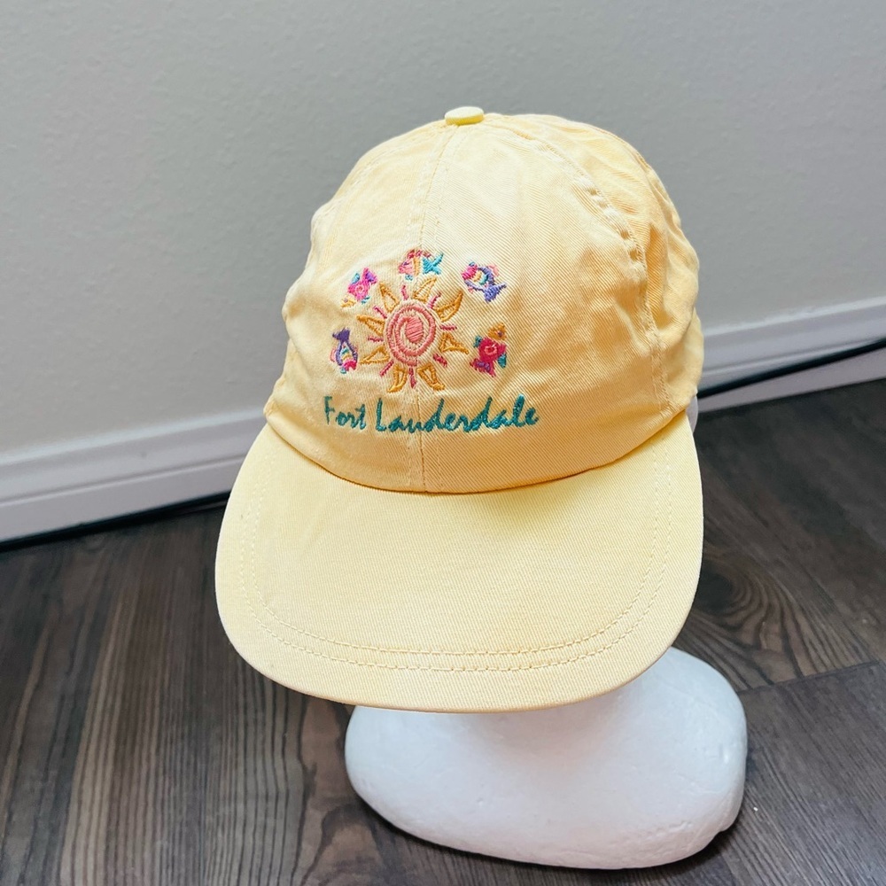 Yellow Embroidered Sun Cap